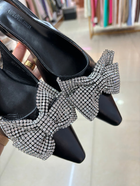 Bow Tie Pointed Sling Back Sandal